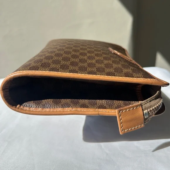 CÉLINE Vintage Macadam Monogram Brown Medium Canvas Pouch Clutch Bag w/COA - Picture 8 of 15